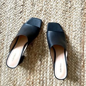& Other Stories black leather heeled mules/sandals